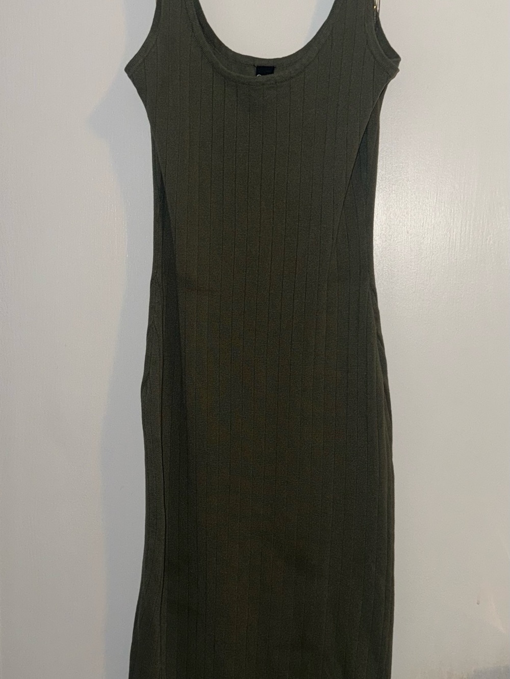 Windsor Olive Green Ribbed Tank Midi Dress